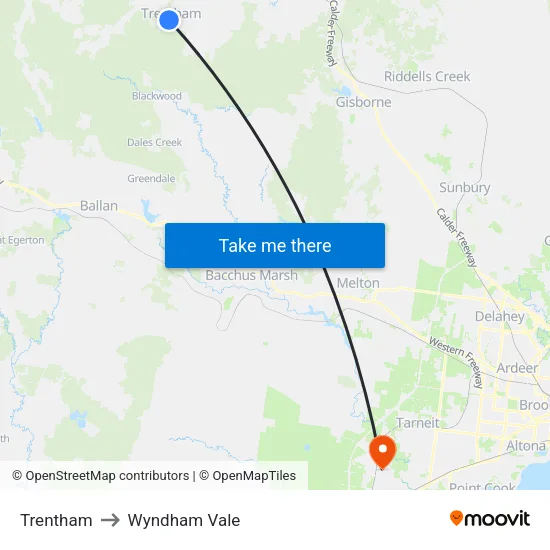 Trentham to Wyndham Vale map
