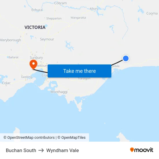 Buchan South to Wyndham Vale map