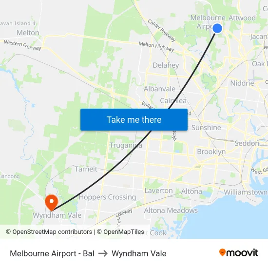 Melbourne Airport - Bal to Wyndham Vale map