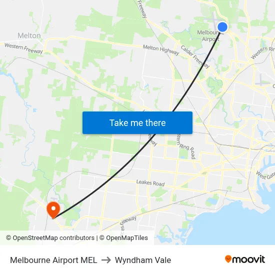 Melbourne Airport MEL to Wyndham Vale map