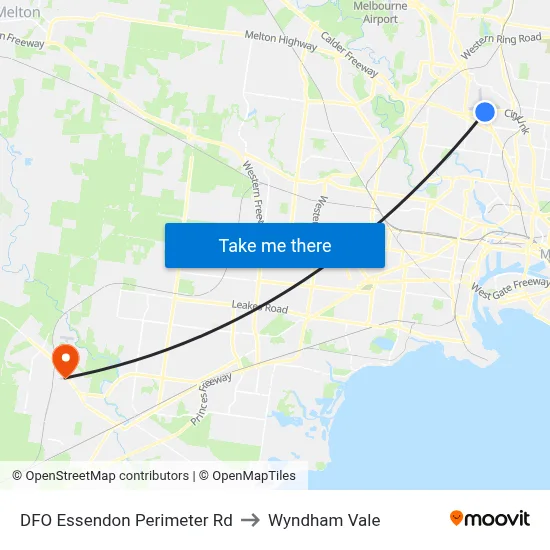DFO Essendon Perimeter Rd to Wyndham Vale map