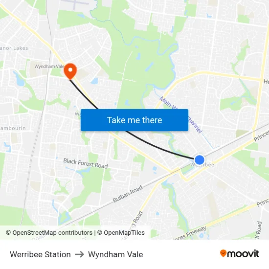 Werribee Station to Wyndham Vale map
