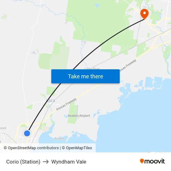 Corio (Station) to Wyndham Vale map