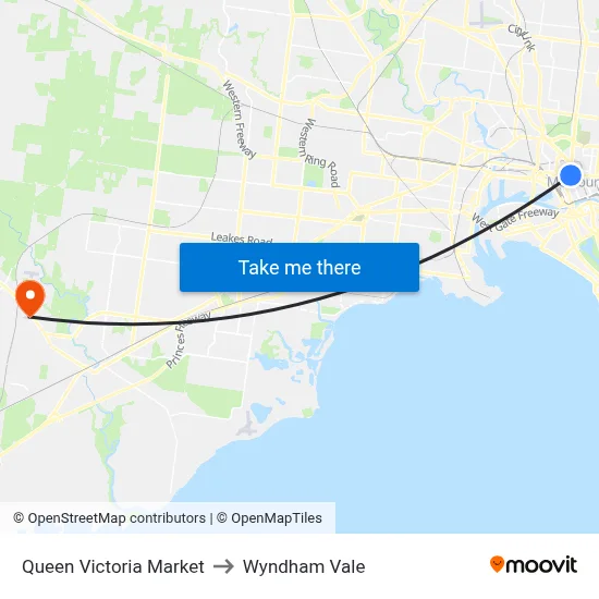 Queen Victoria Market to Wyndham Vale map