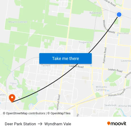 Deer Park Station to Wyndham Vale map