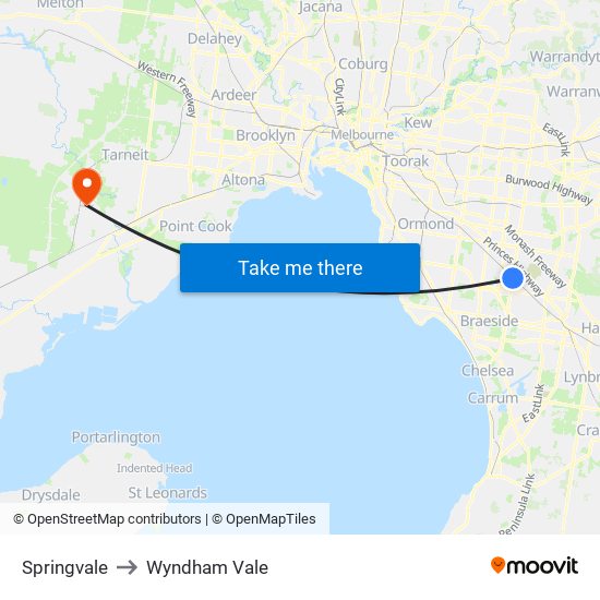 Springvale to Wyndham Vale map