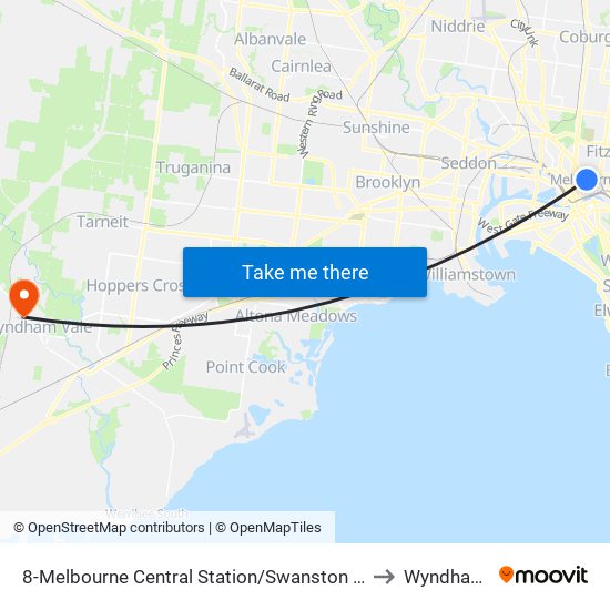 8-Melbourne Central Station/Swanston St (Melbourne City) to Wyndham Vale map