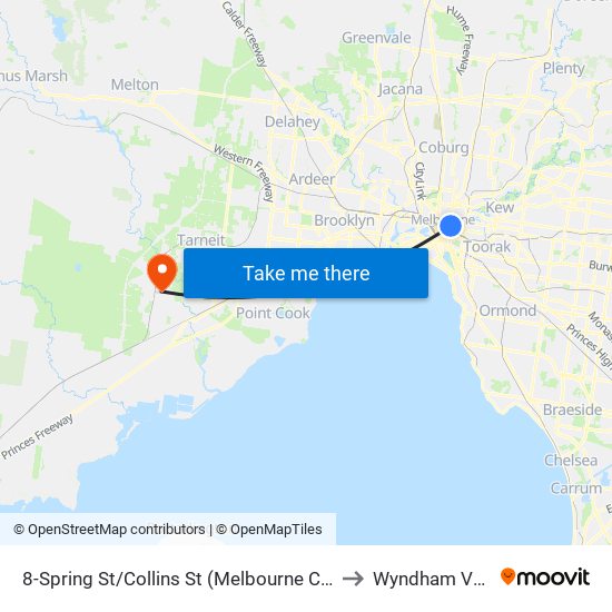8-Spring St/Collins St (Melbourne City) to Wyndham Vale map