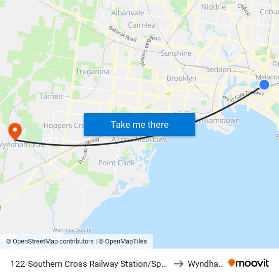 122-Southern Cross Railway Station/Spencer St (Melbourne City) to Wyndham Vale map