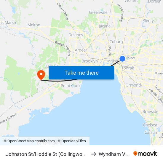 Johnston St/Hoddle St (Collingwood) to Wyndham Vale map