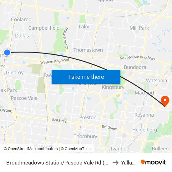 Broadmeadows Station/Pascoe Vale Rd (Broadmeadows) to Yallambie map