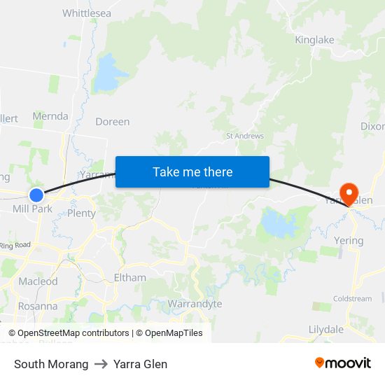 South Morang to Yarra Glen map