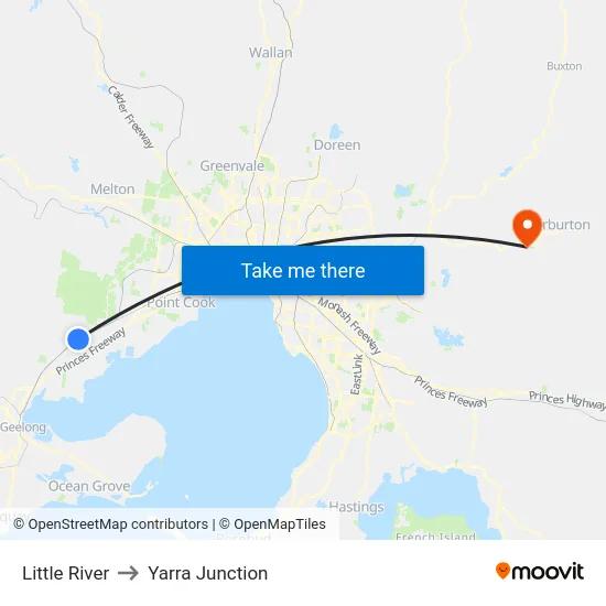 Little River to Yarra Junction map