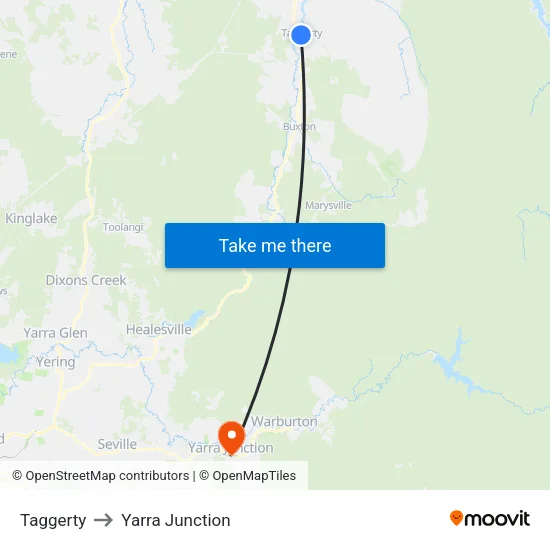 Taggerty to Yarra Junction map