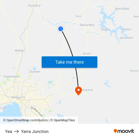 Yea to Yarra Junction map