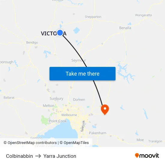 Colbinabbin to Yarra Junction map