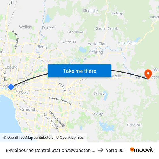 8-Melbourne Central Station/Swanston St (Melbourne City) to Yarra Junction map