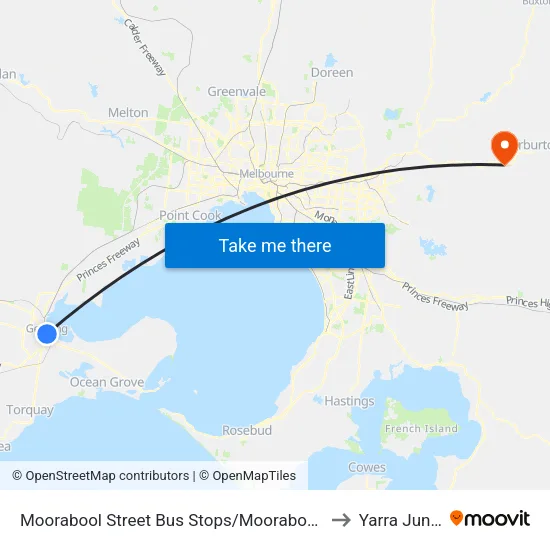 Moorabool Street Bus Stops/Moorabool St to Yarra Junction map