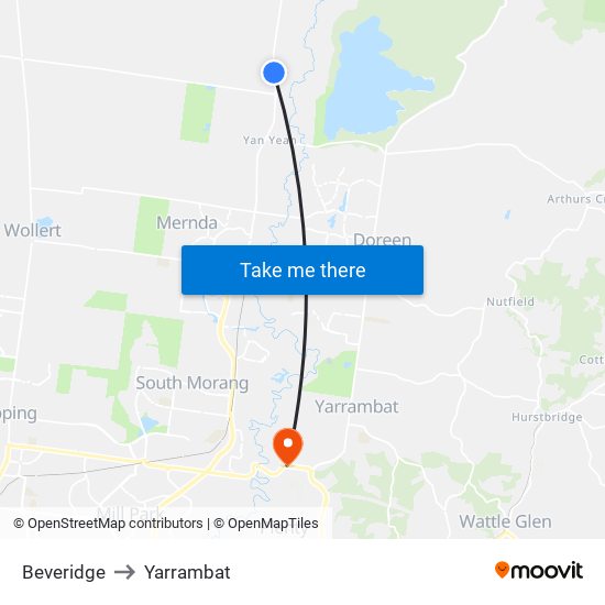 Beveridge to Yarrambat map