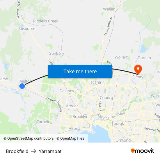 Brookfield to Yarrambat map