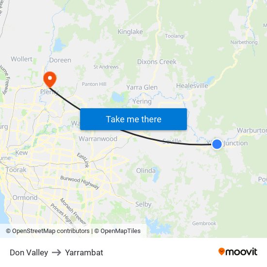 Don Valley to Yarrambat map