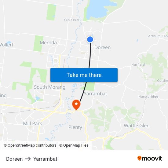 Doreen to Yarrambat map