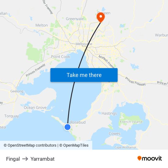 Fingal to Yarrambat map