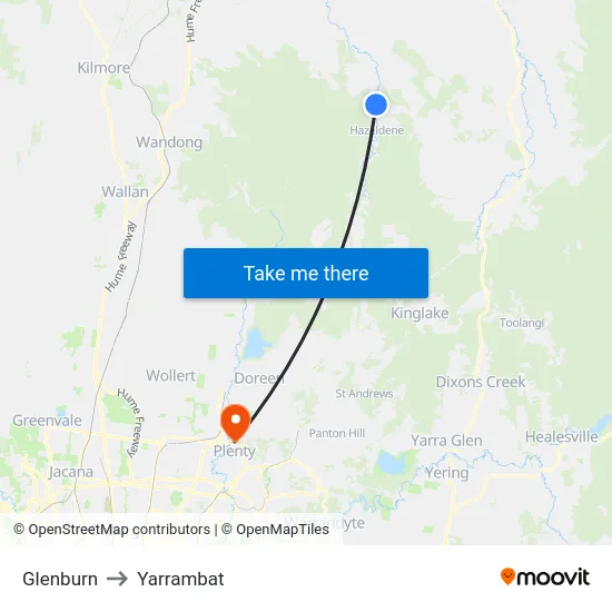 Glenburn to Yarrambat map