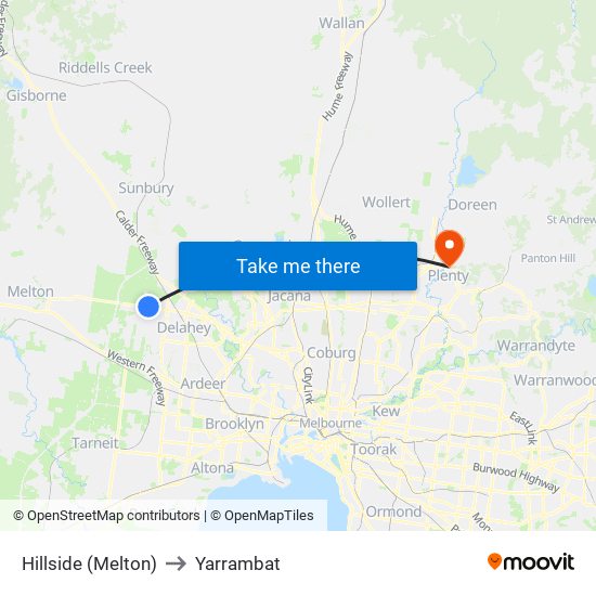 Hillside (Melton) to Yarrambat map