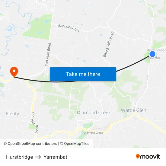 Hurstbridge to Yarrambat map