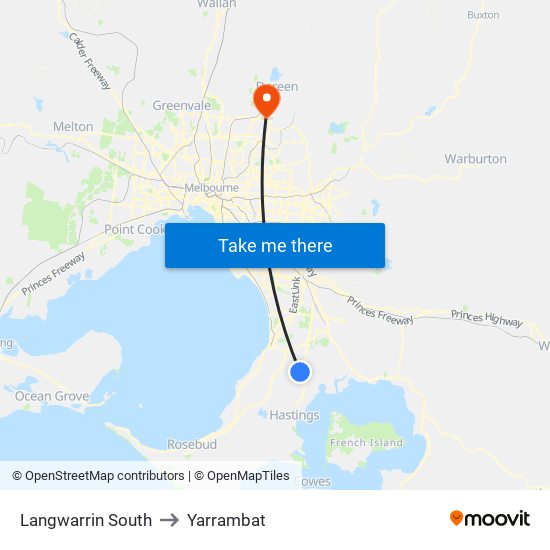 Langwarrin South to Yarrambat map