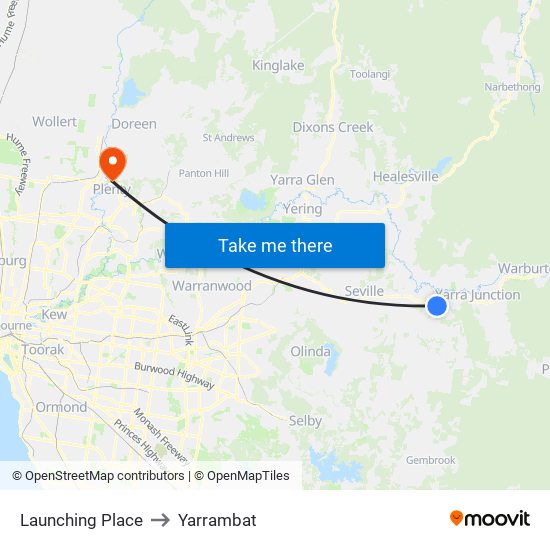 Launching Place to Yarrambat map