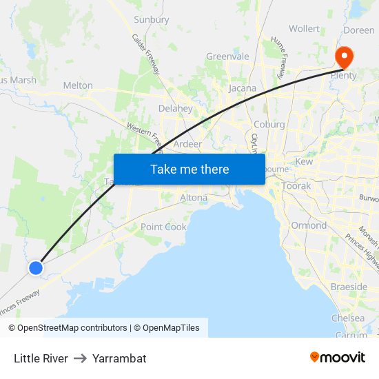 Little River to Yarrambat map