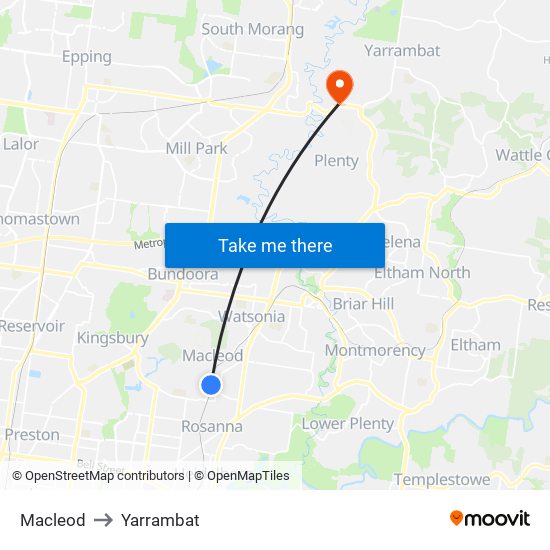 Macleod to Yarrambat map