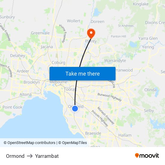 Ormond to Yarrambat map