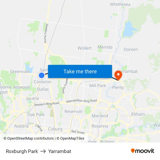 Roxburgh Park to Yarrambat map