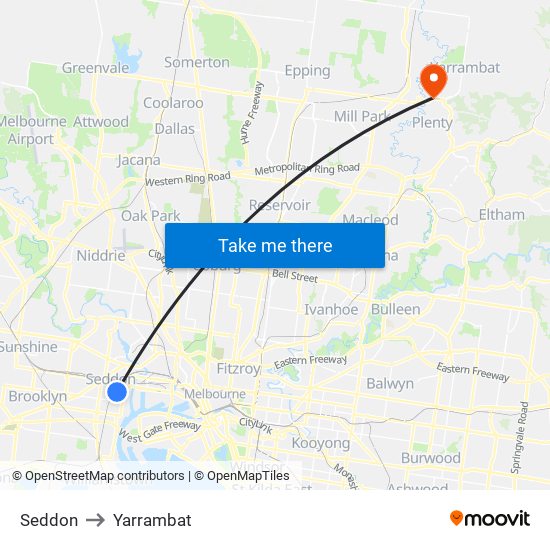 Seddon to Yarrambat map