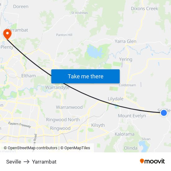 Seville to Yarrambat map