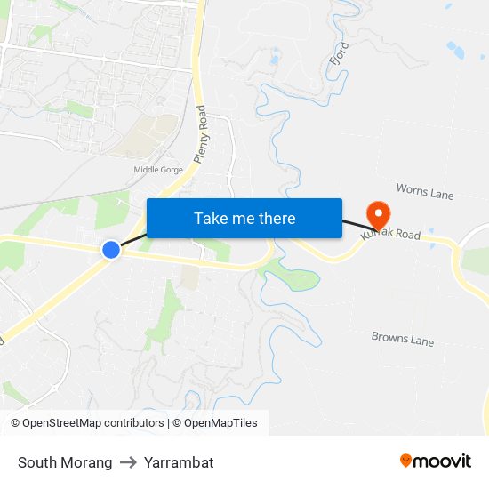 South Morang to Yarrambat map