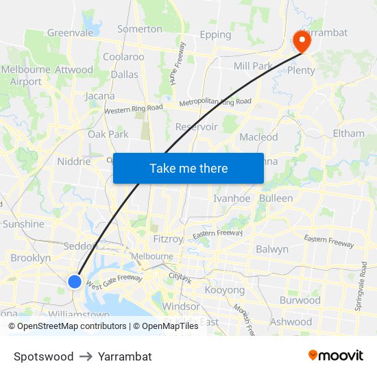Spotswood to Yarrambat map