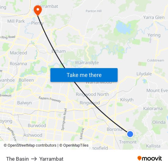 The Basin to Yarrambat map