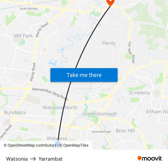 Watsonia to Yarrambat map