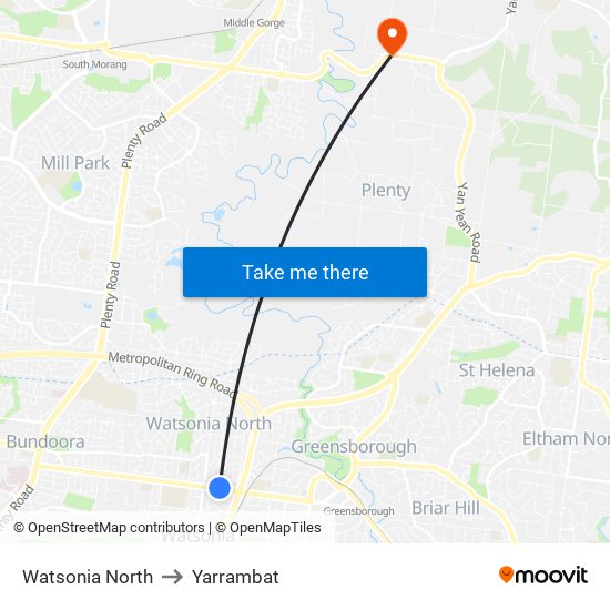 Watsonia North to Yarrambat map