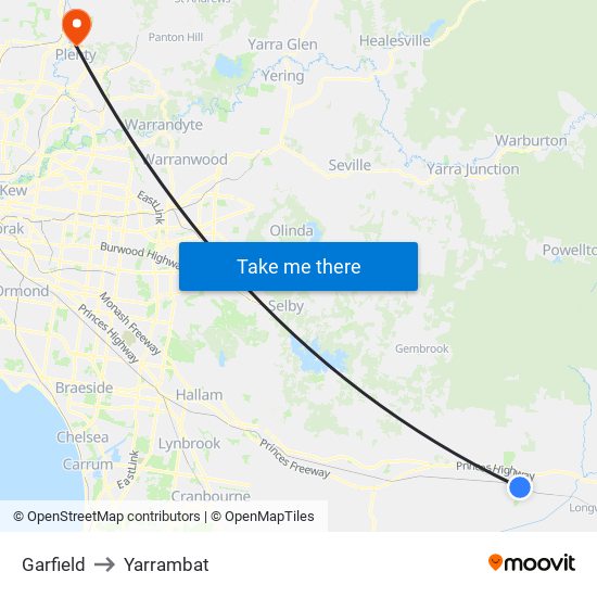 Garfield to Yarrambat map