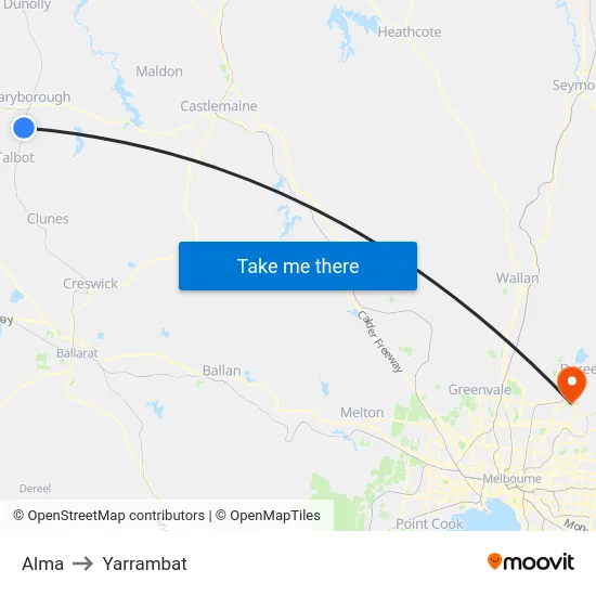 Alma to Yarrambat map