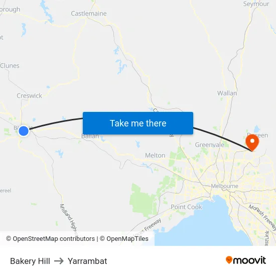 Bakery Hill to Yarrambat map