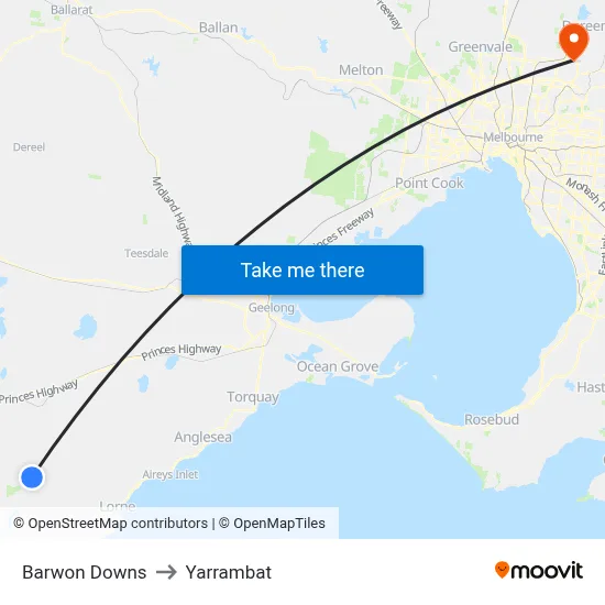 Barwon Downs to Yarrambat map