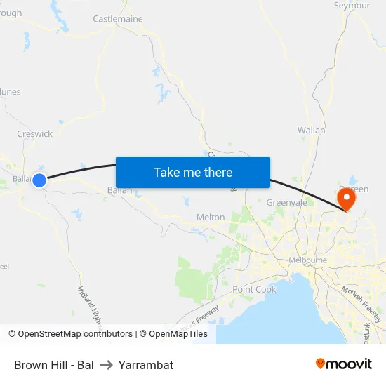 Brown Hill - Bal to Yarrambat map