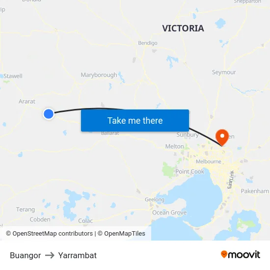 Buangor to Yarrambat map