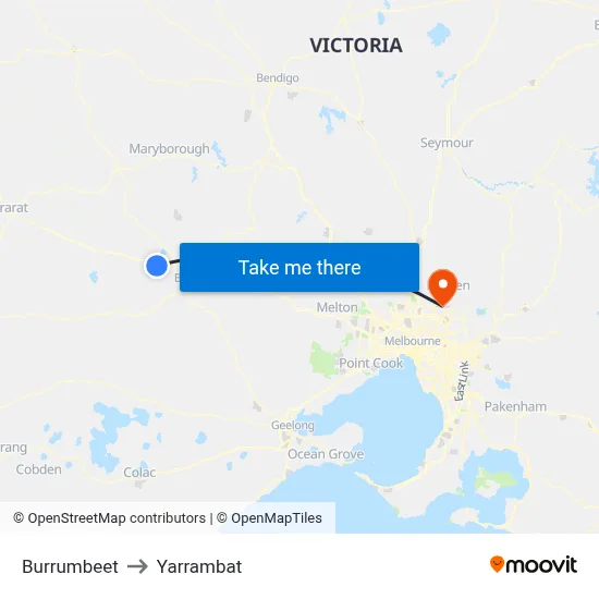 Burrumbeet to Yarrambat map